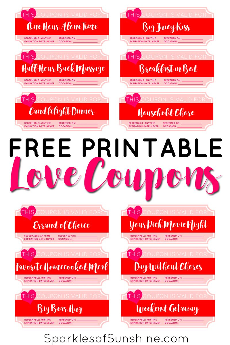 Valentine&amp;#039;S Day Free Printable Love Coupons - Sparkles Of Sunshine inside Free Printable Valentines Day Coupons For Boyfriend