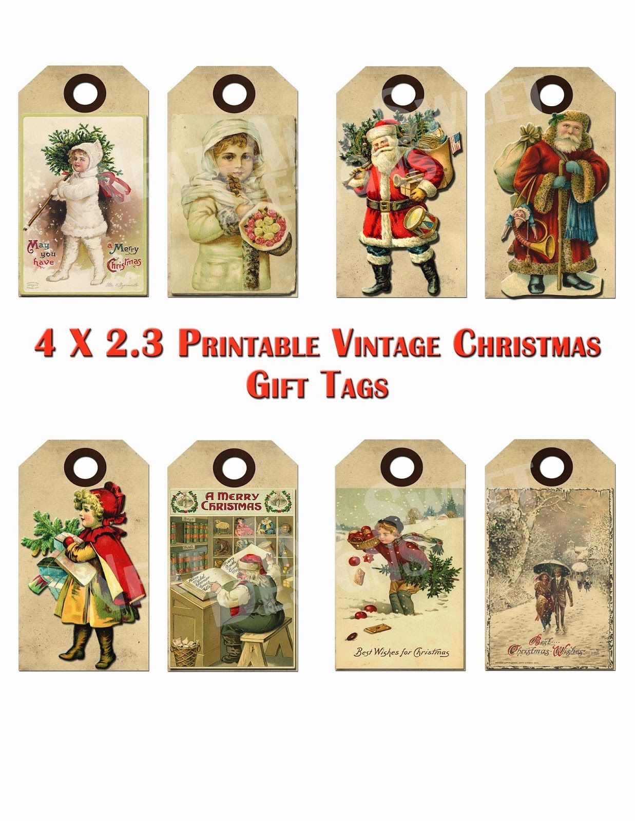 Vintage Christmas Gift Tags Printable | Christmas Gift Tags pertaining to Free Printable Vintage Christmas Tags For Gifts