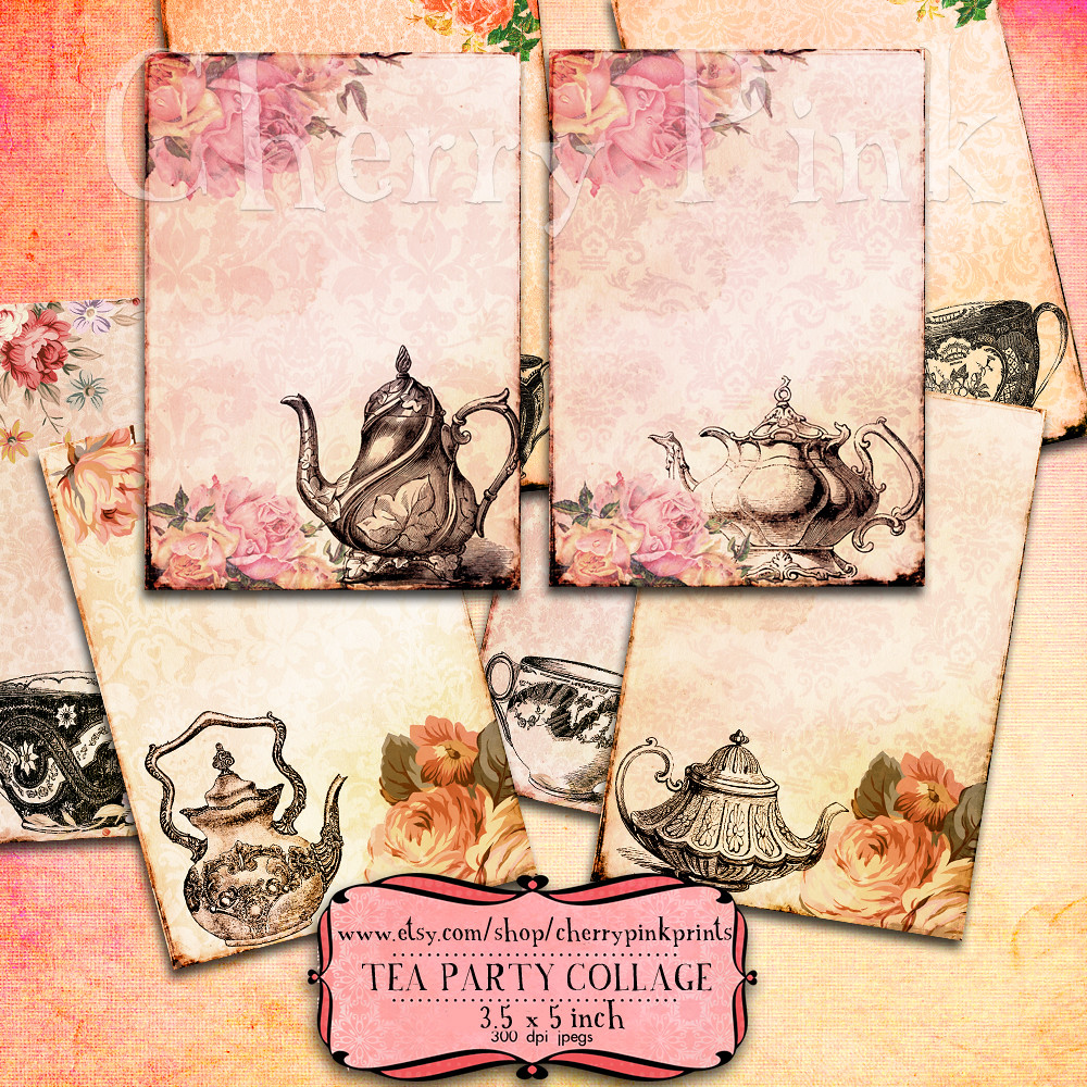 Vintage Tea Party Digital Collage Sheet, Vintage Scrapbook… | Flickr with Free Vintage Tea Party Printables