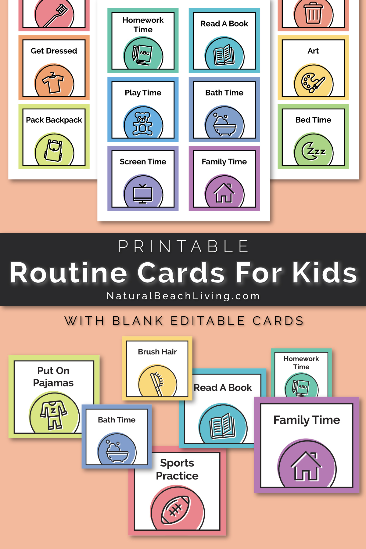 Visual Schedule - Free Printable Routine Cards - Natural Beach Living for Routine Cards Printable Free