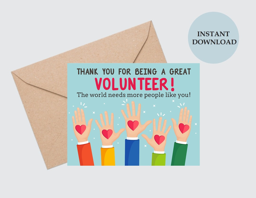 Volunteer Appreciation Card Printable / Volunteer Thank You Card Printable / Volunteer Appreciation Gifts / Volunteer Appreciation Pdf - Etsy for Free Printable Volunteer Thank You Cards