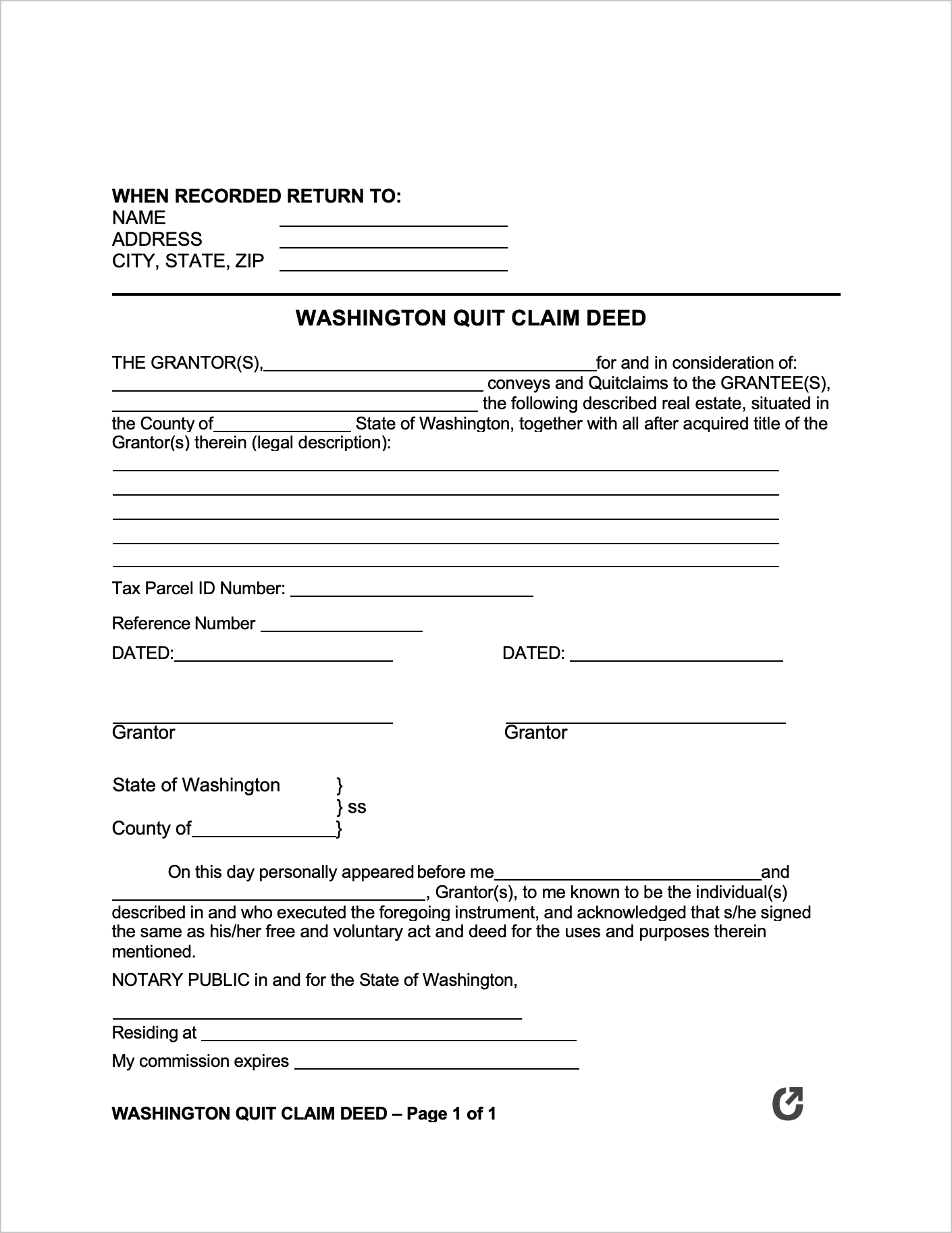 Washington Quit Claim Deed Form In 2024 | Quites, Words Of Wisdom with regard to Free Printable Quit Claim Deed Washington State Form