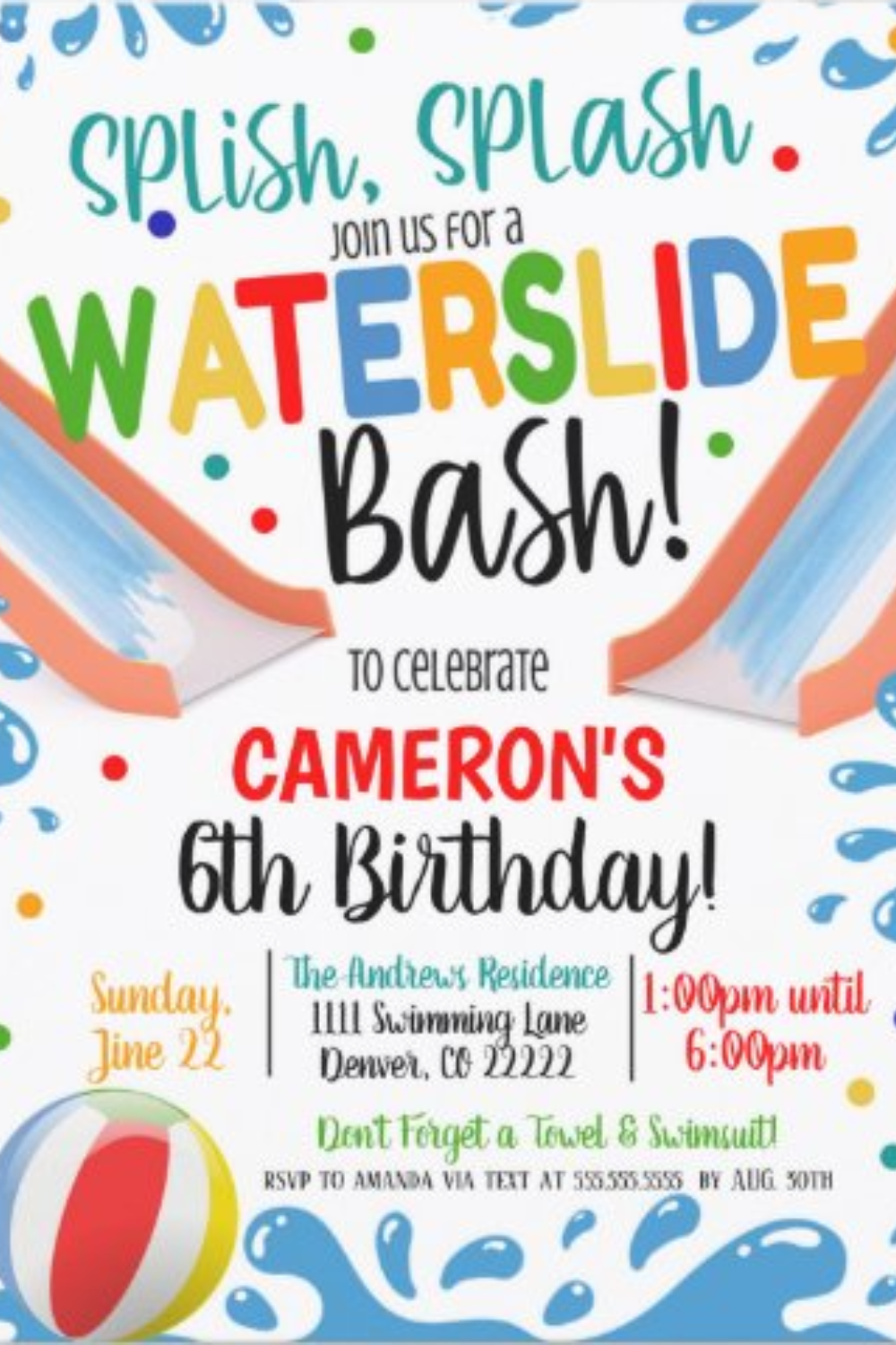 Water Slide Party Invitation | Zazzle | Water Birthday Parties with regard to Free Printable Water Birthday Party Invitations