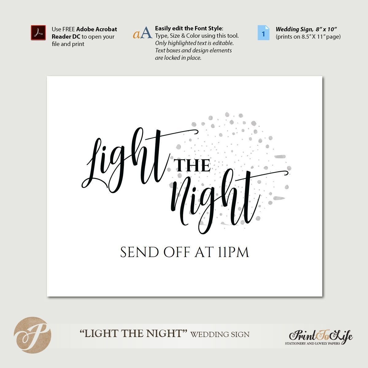 Wedding Sparklers Sign, Light The Night, Sparkler Send Off regarding Free Printable Wedding Sparkler Sign