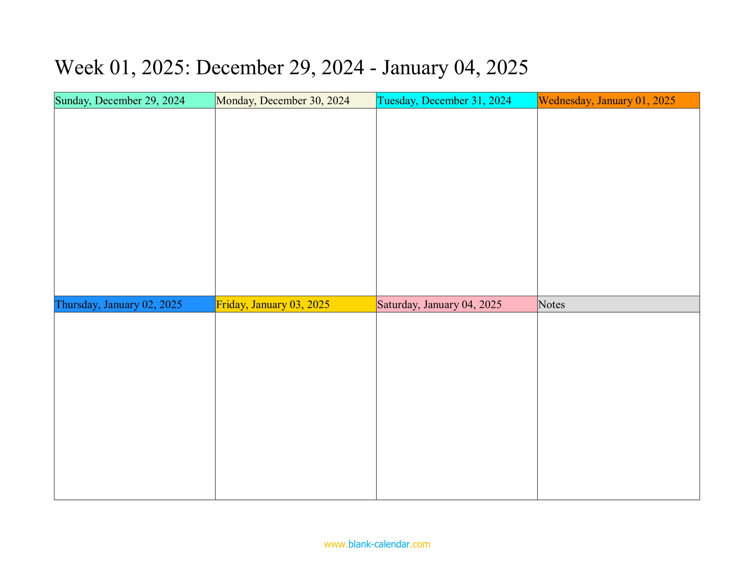 Weekly Calendar 2025 (Word, Excel, Pdf) inside Free Printable Weekly Planner 2025