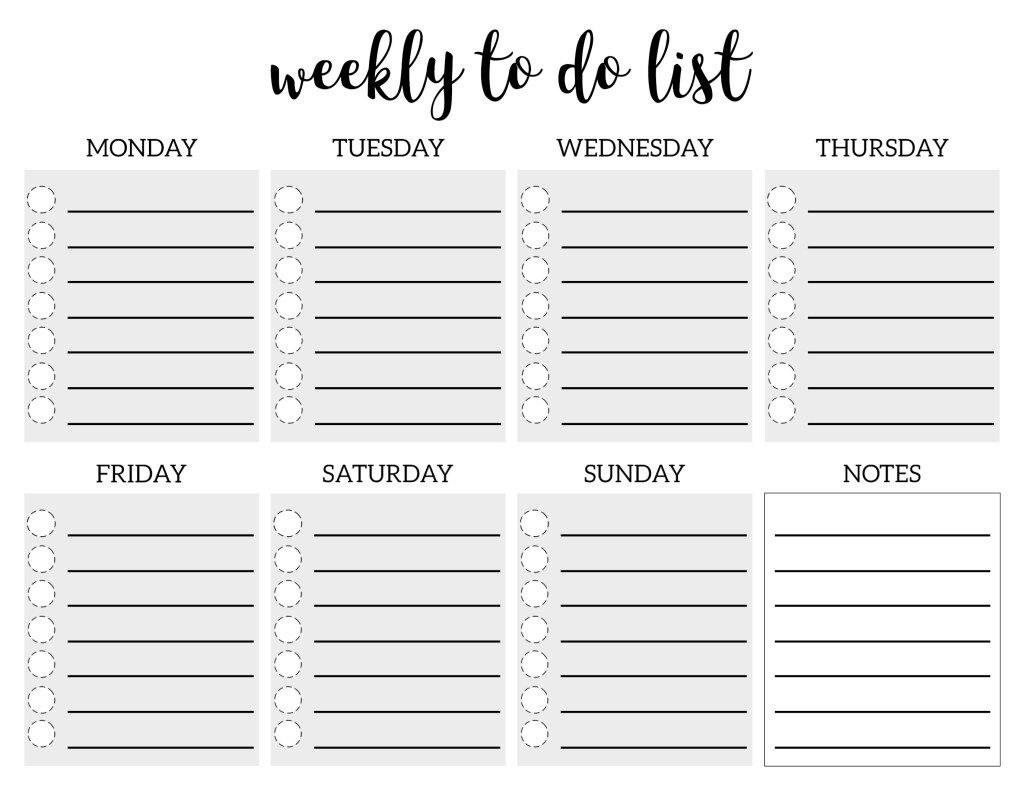 Weekly To Do List Printable Checklist Template intended for Weekly to Do List Free Printable