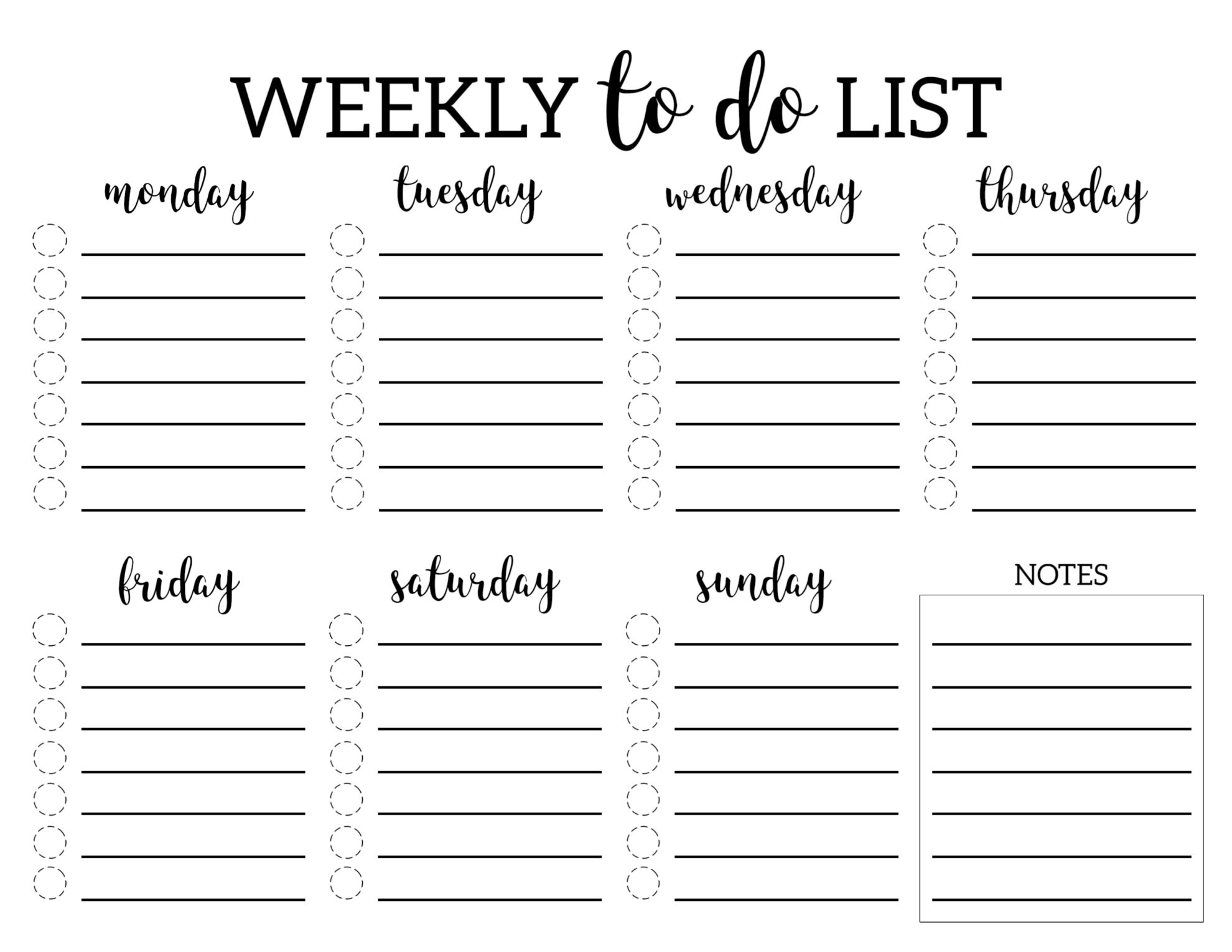 Weekly To Do List Printable Checklist Template - Paper Trail Design regarding Weekly to Do List Free Printable