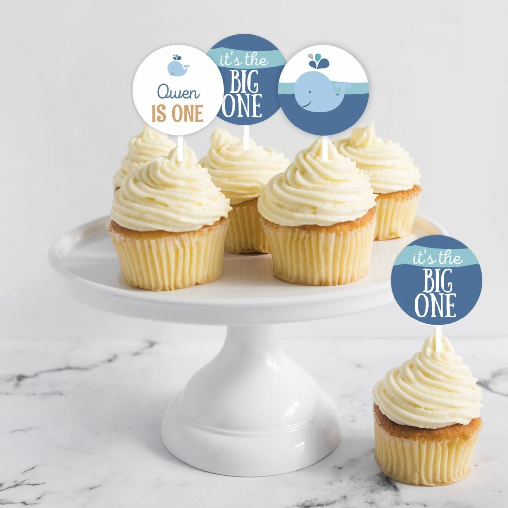 Whale Birthday Cupcake Toppers - Elva M Design Studio throughout Free Printable Whale Cupcake Toppers