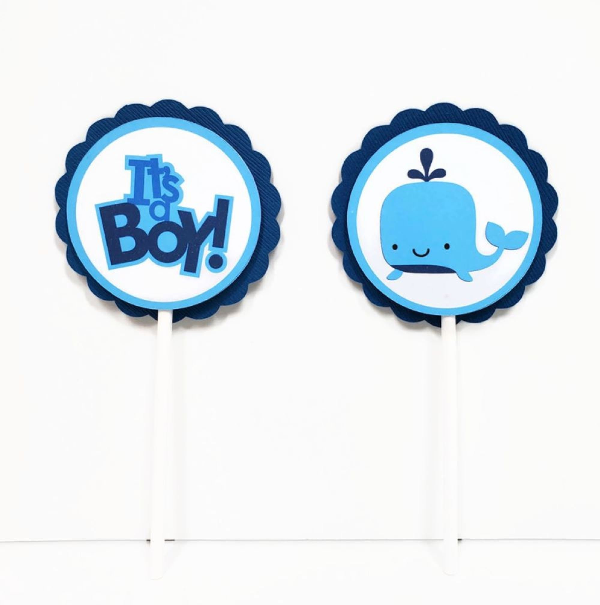 Whale Cupcake Toppers, Nautical Cupcake Toppers, Boy Baby Shower in Free Printable Whale Cupcake Toppers