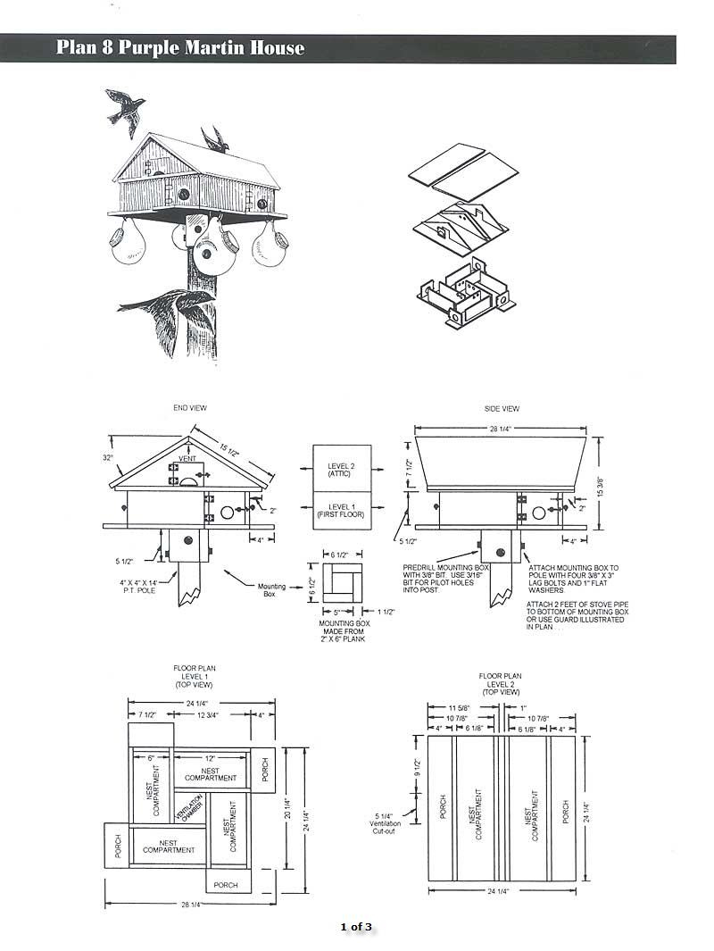 Wildlife Home Plans inside Free Printable Purple Martin House Plans