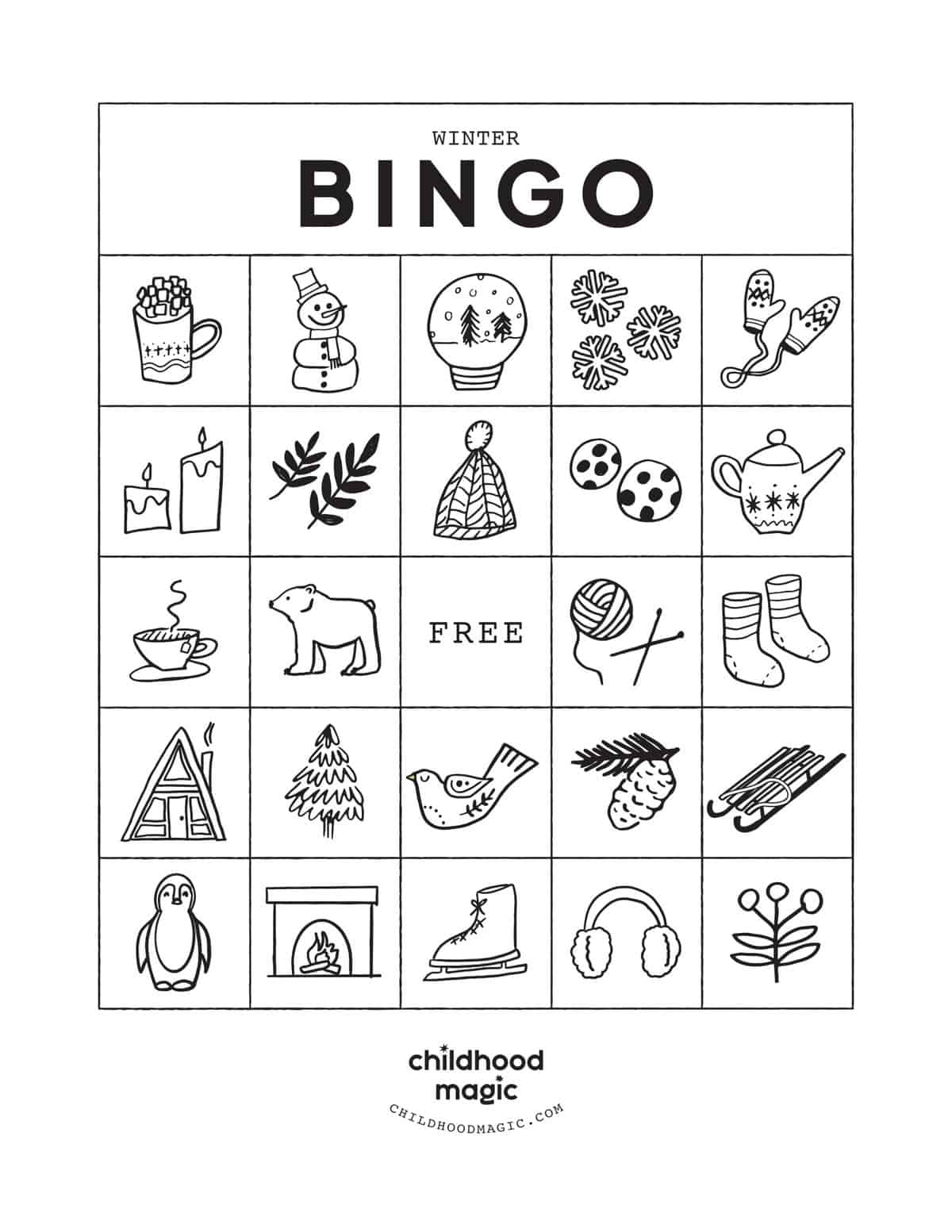 Winter Bingo - Childhood Magic regarding Winter Bingo Cards Free Printable