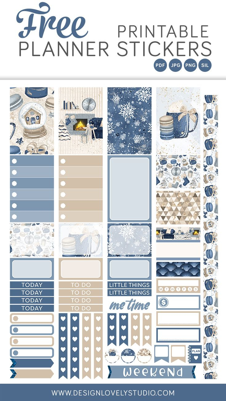 Winter Free Printable Planner Stickers Kit with Happy Planner Free Printable Stickers