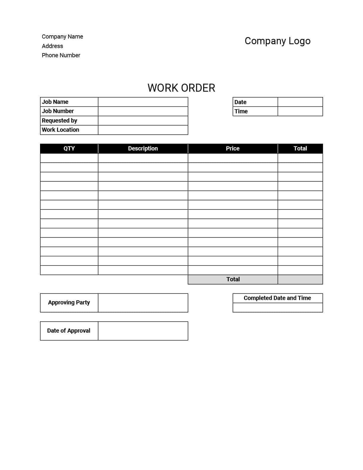 Work Order Templates: Download &amp;amp; Print For Free! within Free Printable Work Order Template