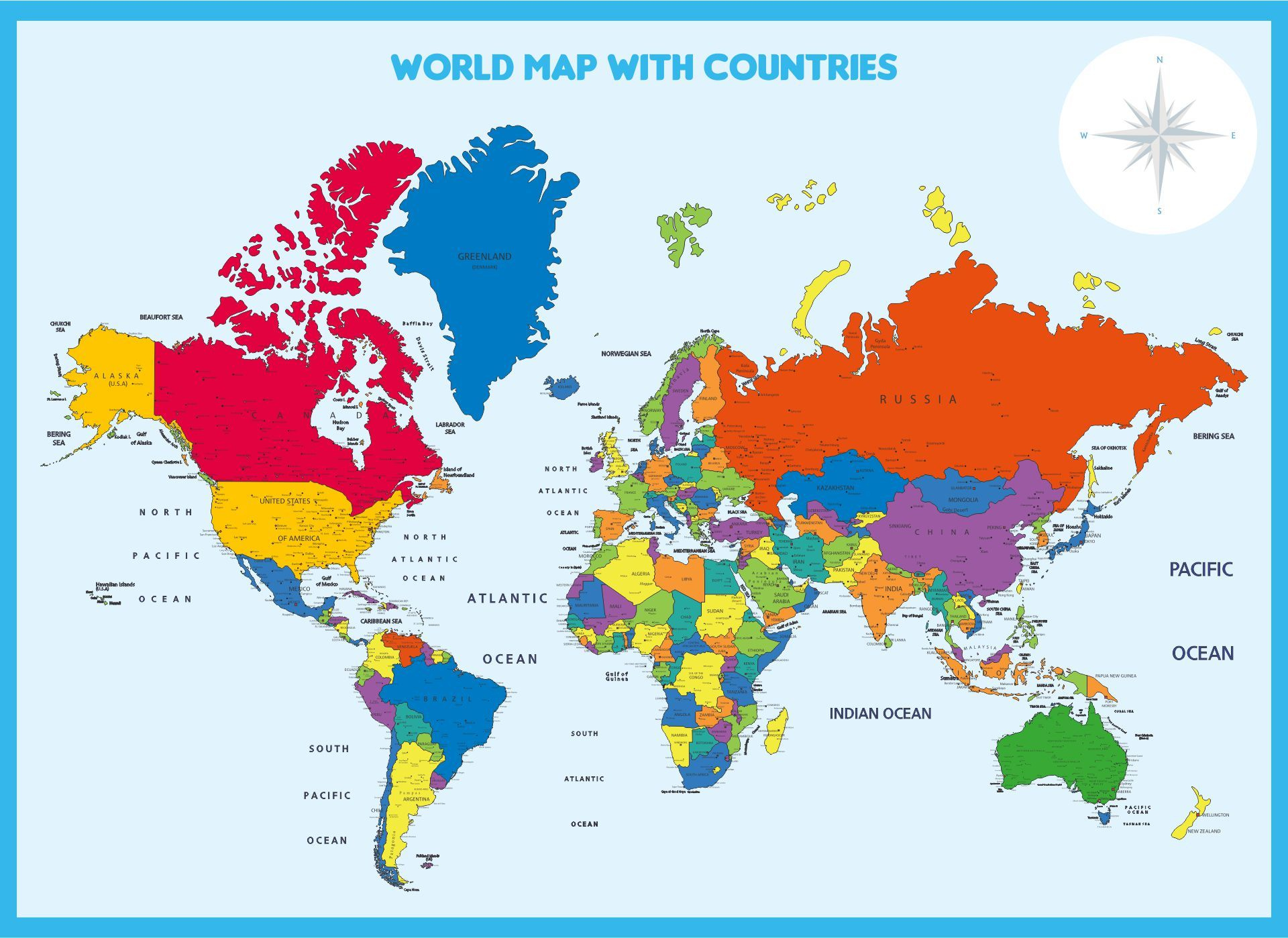 World Map Printable A4 Size in Free Printable World Map With Countries Labeled