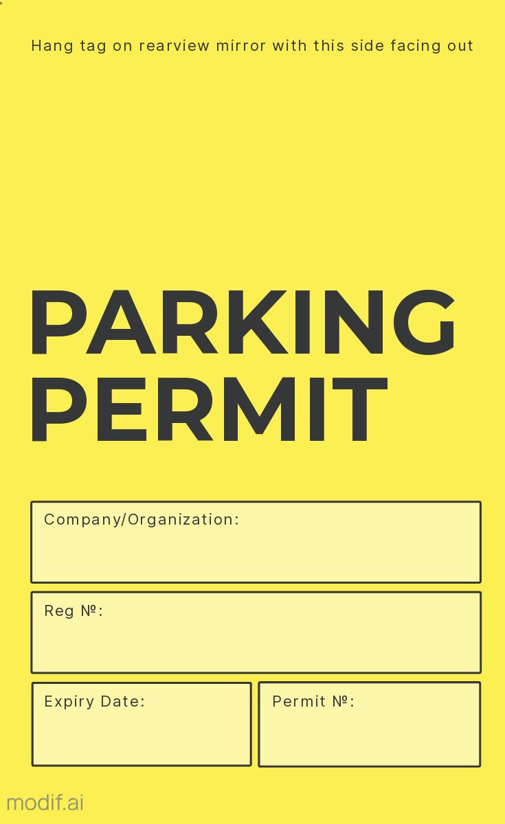 Yellow Parking Permit Design Template - Mediamodifier with regard to Free Printable Parking Permits